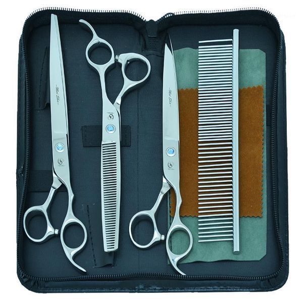 

8" big professional dog grooming scissors jp440c straight curved cutting shears 7.5" pet thinning tijeras animal trimmers b0041a1
