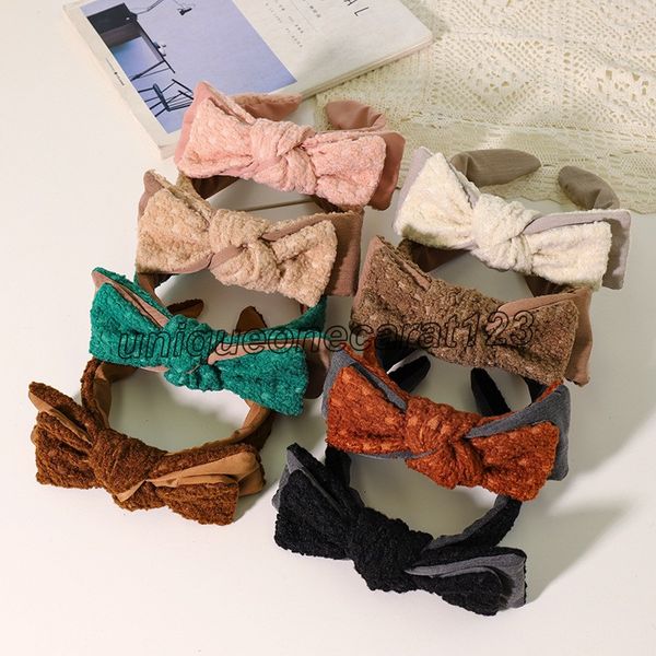 

2021 winter wool headbands double bow bezel hairband women clips hair accessories girls headband opaska do wlosow bandeau femme diademas, Silver