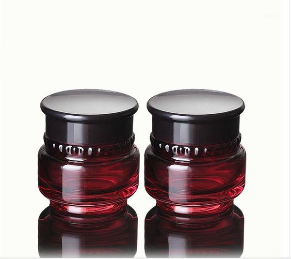 

storage bottles & jars 20pcs red empty glass bottle jar 50g lotion pump 50ml cosmetic container color face cream