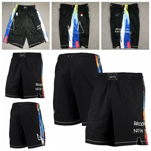 

brooklyn nets mens 11 irving kevin 7 durant 13 harden basketball shorts 2021 swingman city short edition graffiti black pants