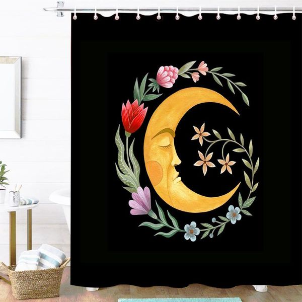 

shower curtains boho stars and moon washable curtain bathroom frabic waterproof polyester decor sets with hooks