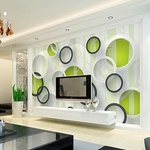 

wallpapers 3d wallpaper living room sofa tv background simple movie wall seamless cloth three dimensional european circle mural