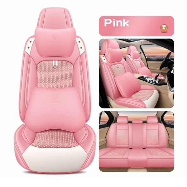 

car seat covers for sedan suv durable leather universal full set five seaters cushion mat front and back cover pink deisgn