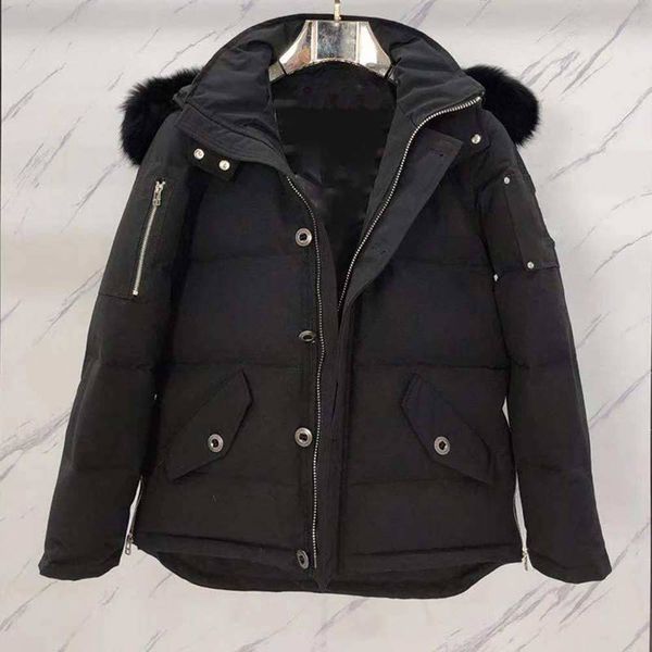 

2021 moose men winter big fur collar down et coats puffer ets hooded thick coat mens women coupl parka winters canada knuckl doudoune, Black
