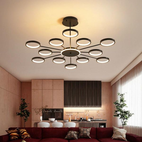 

pendant lamps nordic simple ring iron lights rc dimming living room decoration dining furniture kitchen led light