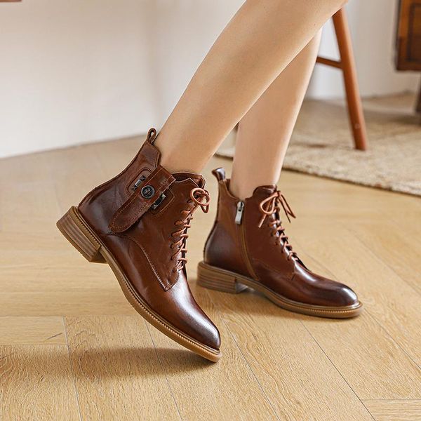 

boots women 2021 heels black ankle combat for leather designer shoes low block brown elegant fashion