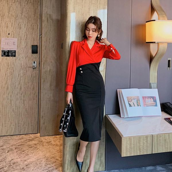 

arrival fashion comfortable patchwork formal dress temperamental elegant vintage office lady pencil casual dresses, Black;gray