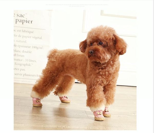 

dog apparel winter pet shoes warm snow boots waterproof fur 4pcs/set small dogs cotton non slip xs for chihuahua pug product