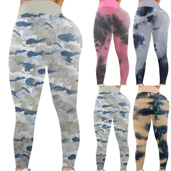 

yoga outfit womens tie-dye stretch gym legging seamless leggings women sport pants bubooty push up pant high waist fitness #5