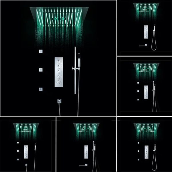 

ceiling embedded led shower head set 64 color with 16 inch square two function and hand bathroom sets