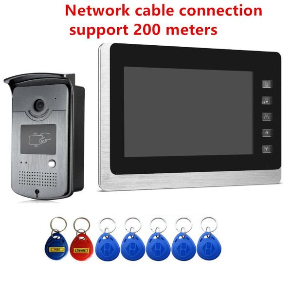 

inch video door phone doorbell intercom kit wired system color monitor network cable connection phones