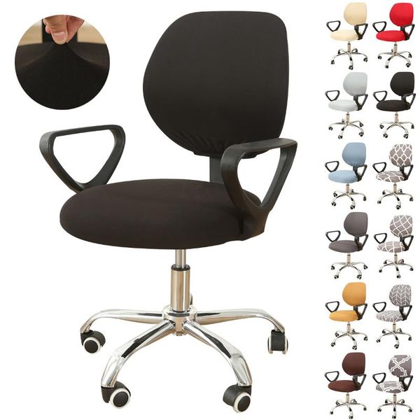 

chair covers work office cover spandex split seat rotating computer universal arm elastic slipcover d40