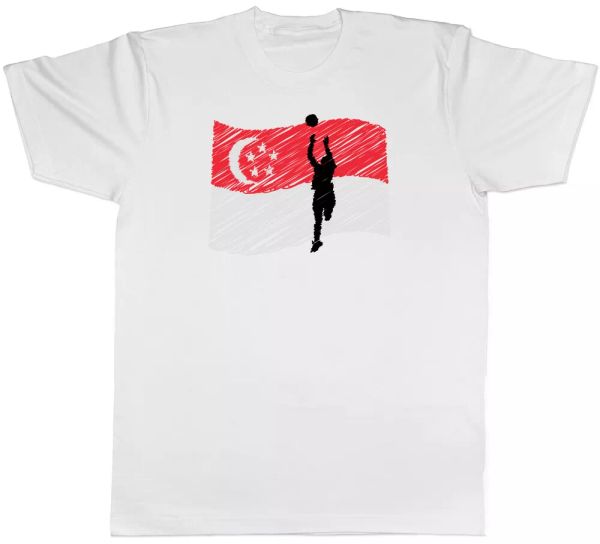 

singapore netball mens t-shirt, White;black