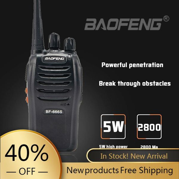 

walkie talkie 2pcs baofeng bf-666s 16ch 400-470mhz 5w 2800mah comunicador transmitter transceiver portable radio set ham
