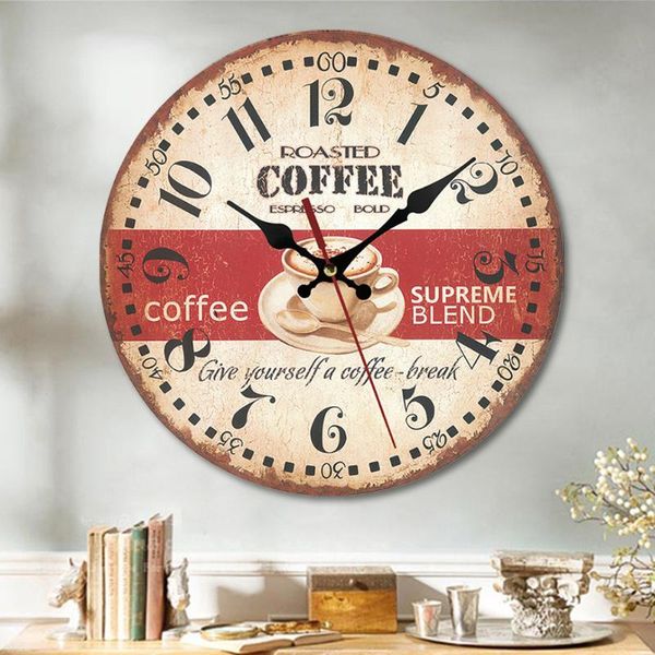 

wall clocks vintage clock tv background decorations chic hanging retro decor round giant living room home art decoration