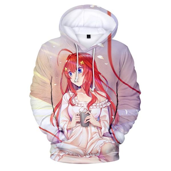 

men's hoodies & sweatshirts kawaii anime quintuplets 3d print men/women classic cartoon autumn spring fashion hooded pullover top, Black