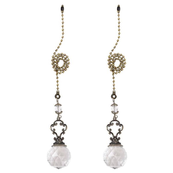 

decorative objects & figurines 2 crystal glass pull chains fashion desk lamp ceiling fan light pullers plated ball chain pendant wedding par