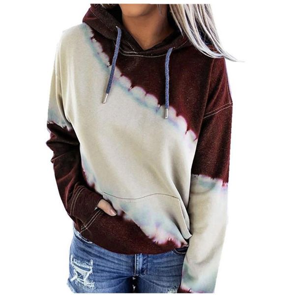 

women's hoodies & sweatshirts casual autumn loose tie-dye printed long sleeve hooded women sweatshirt korean style, Black