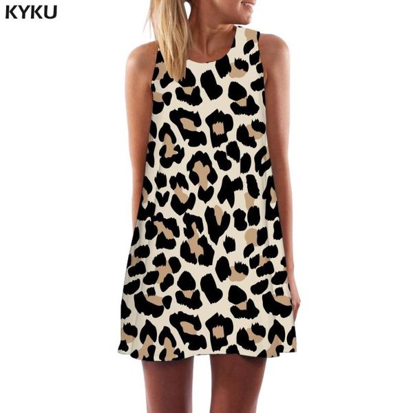 

casual dresses kyku leopard dress women tiger 3d print cheetah boho harajuku office womens clothing tassel gothic cool femme, Black;gray