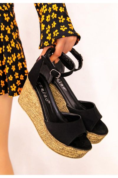 

sandals clau black suede filling heel