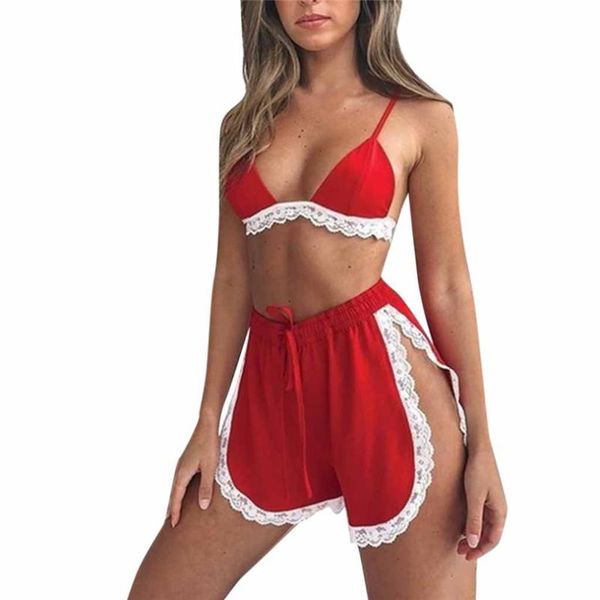 

bras sets fashion 2-pc women sissly deep v lingerie straps bra and panty set babydoll erotic micro bikini porno a20, Red;black