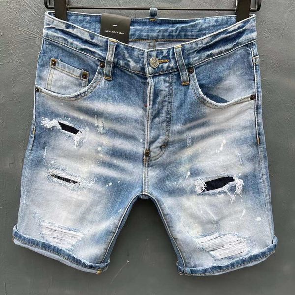

2021 italian european and american fashion men's casual jean shorts, high-grade washing, pure hand grinding, quality optimization lad03, Blue