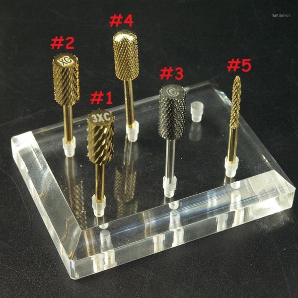 

easynail~pro. 5 types gold tungsten carbide bur nail drill bit cutter files electric manicure machine accessory1
