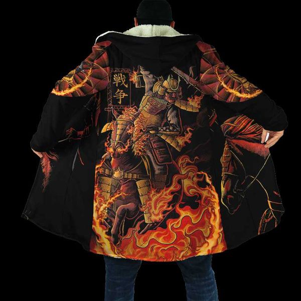 

men's trench coats plstar cosmos 3dprinted oni mask gothic art cloak coat hooded warm casual unqiue winter hoodie premium hrajuku us, Tan;black