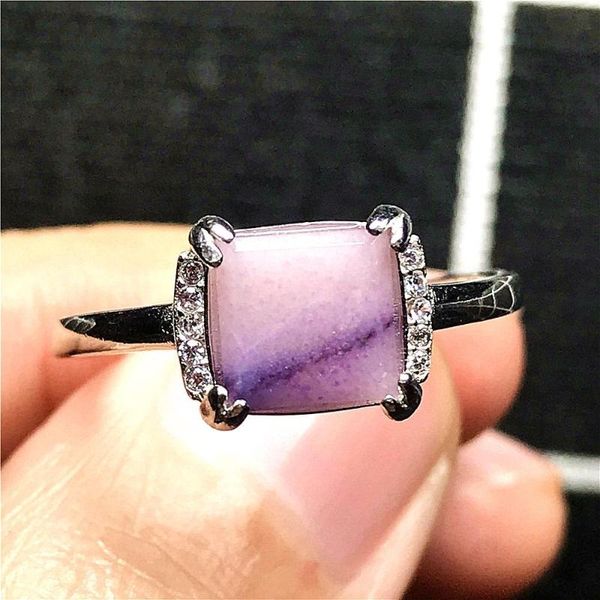 

cluster rings 8mm genuine natural pink sugilite ring for woman man anticancer stone crystal beads 925 silver adjustable jewelry, Golden;silver