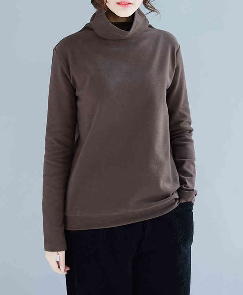 

winter turtle neck plus size 4xl womens long-sleeved t-shirt high collar cotton tshirt loose spring women clothing 520g3 210420, White