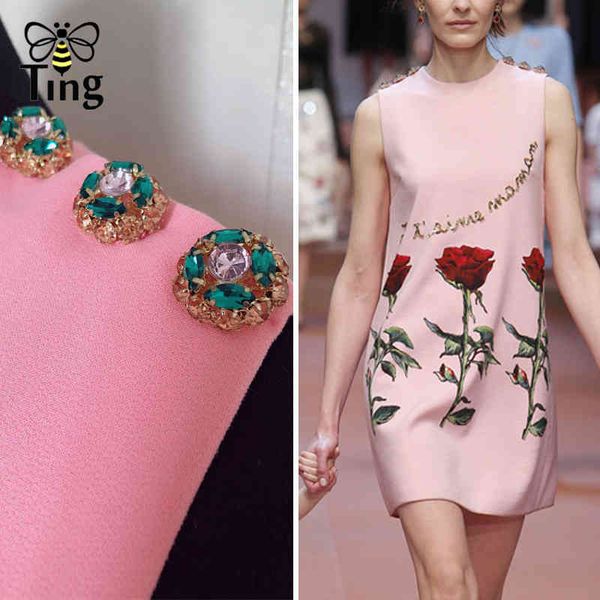 

vintage runway pink luxury crystal button rose birthday party dresses a line mini dress summer egirl aesthetic robes 210513, Black;gray