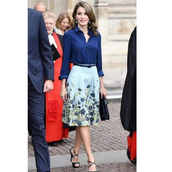 

skirt letizia fashion feminine defines single-breasted shirt printed shreds office party two-piece suit, Black