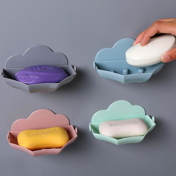 

soap dishes cloud shape dish punch-bathroom holder wall-mounted portable drain box simple universal supplies