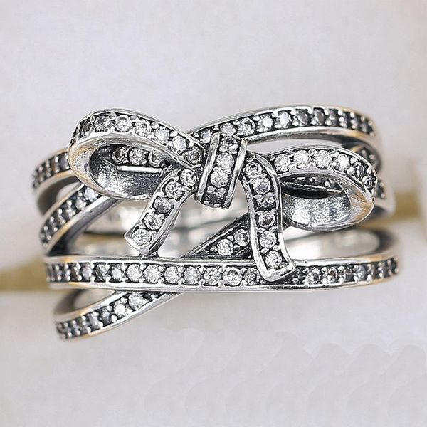 

delicate sentiments ring fits bague femme wedding for women clear cz original 925 sterling silver cluster rings, Golden;silver