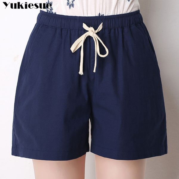 

women shorts casual style ladies plus size 5xl cotton linen female femininos summer fashion 210518, White;black