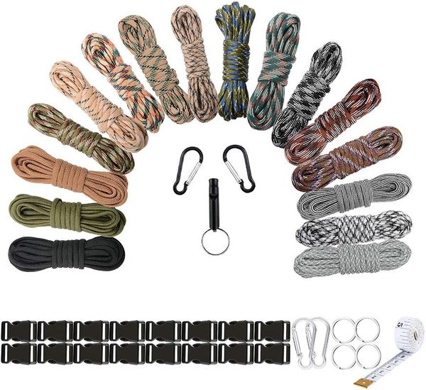 

outdoor gadgets werewolves paracord kit - 16 colors 10 feet survival parachute cord diy weaving craft tool with buckles tent rope