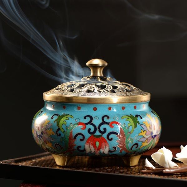 

fragrance lamps cloisonne enamel incense burner with pure copper sandal for buddha