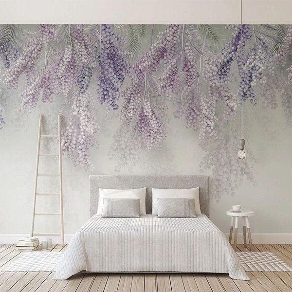 

wallpapers custom po wallpaper 3d light purple fruit murals living room tv sofa bedroom background wall decor papel de parede
