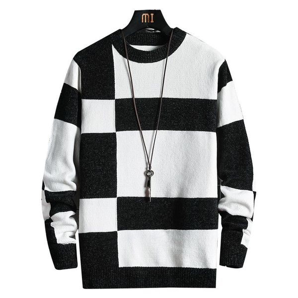 

men's sweaters autumn and winter korean fashion personalized knitwear plush thickened warm clothes sweater, White;black