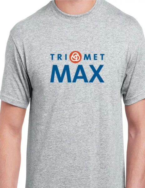 

Tri Met Max Logo T-shirt Portland Oregon Public Rail Transit Train Travel Tee, White;black