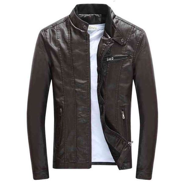 

men's jackets spring autumn mens pu leather stand collar coats male motorcycle slim outerwear clothing j2u5, Black;brown