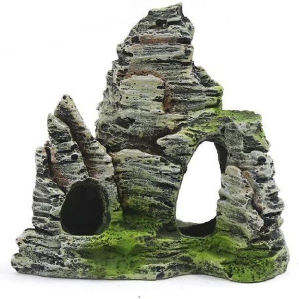 

1pc aquarium equipment accessorie glass fish tank landscaping decoration resin crafts rockery mountain view rock cave stone tree decorations