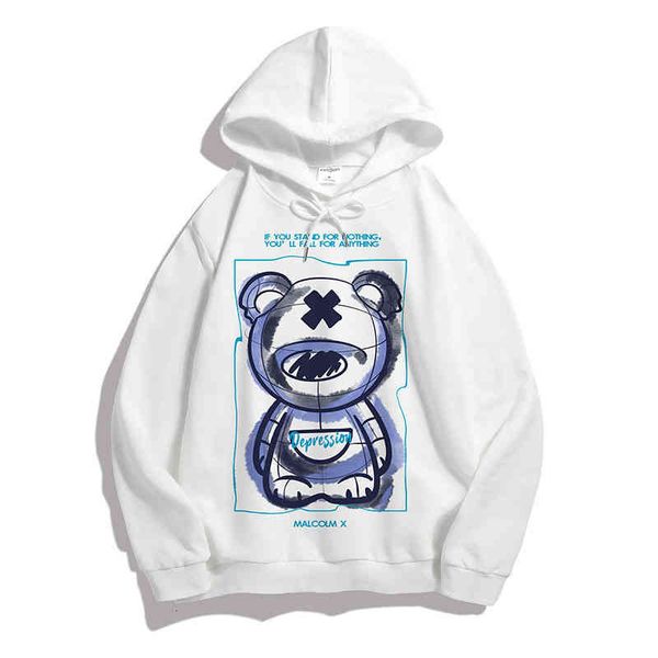 

sweater hoodies men's street casual clothes 2021 autumn winter youth fashion loose hooded, Black