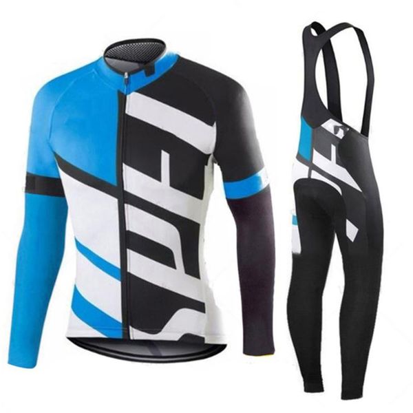 

racing sets 2021 winter fashion trend cycling wear men's long sleeve jersey suit outdoor bike mountain clothing bib pan, Black;blue