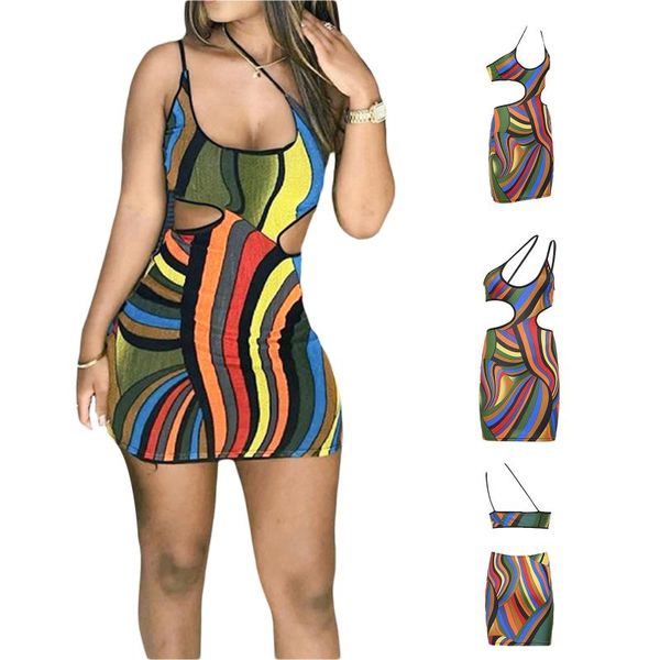 

casual dresses female hollow out dress, summer abstract pattern sleeveless spaghetti strap for ladies party, s//l, Black;gray
