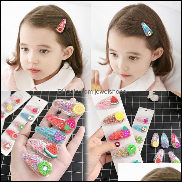 

hair clips & barrettes jewelry 3/5pcs/set glitter quicksand hairpin fruit sequins girls clip pins cute children baby colourf accessories1 dr, Golden;silver