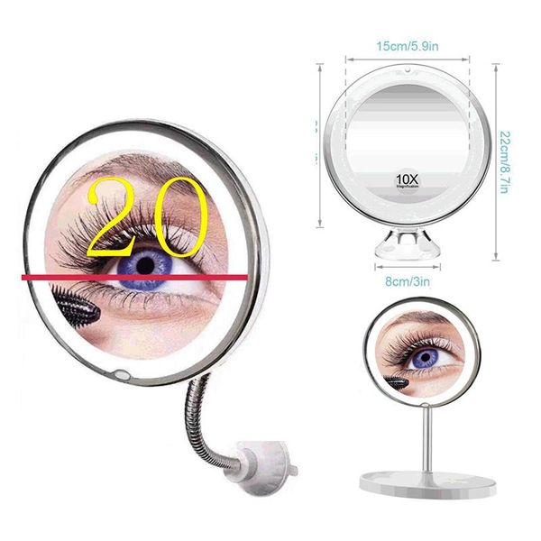 

vanity lights 360 degree rotation 20x magnifying makeup mirror my flexible folding with led light tools dropship