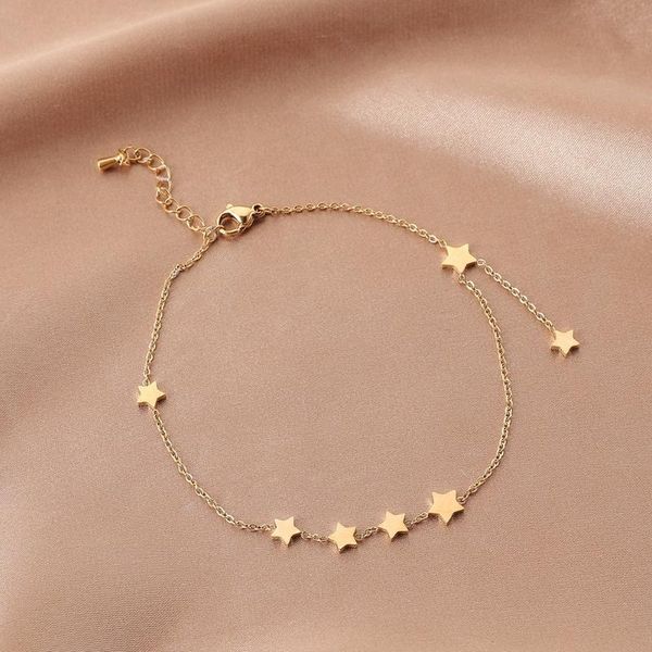 

anklets neulry twinkle star in gold tone charm titanium steel stainless, Red;blue