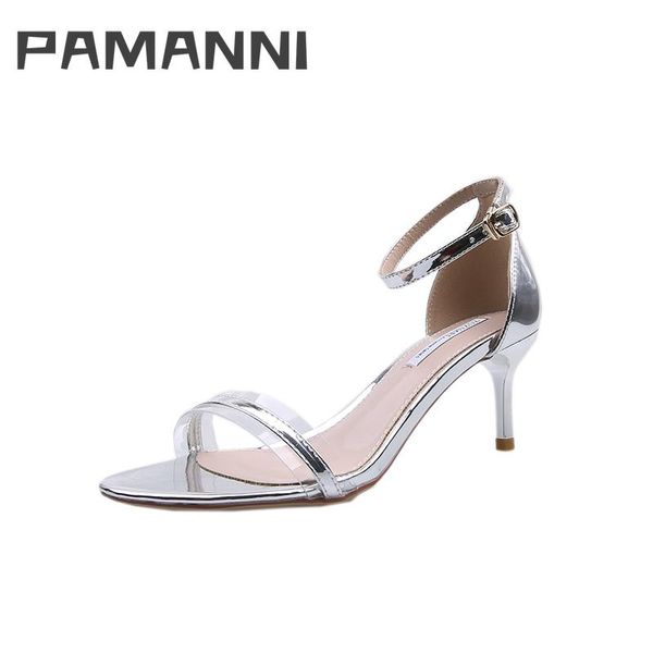 

sandals pamanni woman high heels buckle breathable ladies female sandal non-slip handmade open toe women's slippers, Black