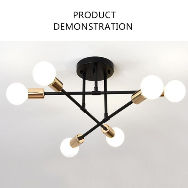 

chandeliers iron material industrial design modern style chandelier semi flush mount ceiling lamp 6-lights head black painted finish